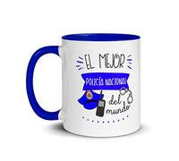 Kembilove Taza de Desayuno Personalizada El Mejor Policía Nacional del Mundo - Tazas Originales para Regalar - Regalos Personalizados - Regalos Originales para Hombre - Tazas Originales