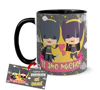 Kembilove Taza Desayuno para Parejas - Tazas Originales de Frikis para Enamorados - Taza Roja con Mensaje Gracioso Cuando me necesites, ahí estaré - Tazas de café para regalar el día de San Valentín