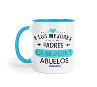 Kembilove® Taza Día del Padre para Abuelo 350 ml - A los Mejores Padres los Ascienden a Abuelos - Cerámica Apta Microondas y Lavavajillas