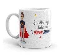 Kembilove Taza el mejor Amigo del mundo - Mensaje En esta Taza Bebe un Super Amigo - Regalo Original Hombres - Regalos originales para Amigos - Regalos Personalizados Originales