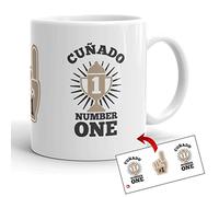 Kembilove Taza el Mejor Cuñado del Mundo - Taza con Mensaje Cuñado Number One - Regalo Hermana Original - Regalos Originales para cuñados - Tazas Originales Familiares