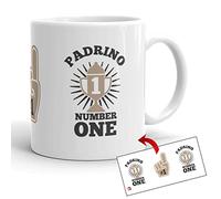 Kembilove Taza el Mejor Padrino del Mundo - Taza con Mensaje Padrino Number One - Regalo Hermana Original - Regalos Originales para cuñados - Tazas Originales Familiares