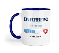 Kembilove Taza enfermería 350ml - Cerámica resistente diseño motivacional “Enfermero en Proceso” - Ideal para estudio, prácticas y guardias - Regalo para estudiantes y profesionales de la salud