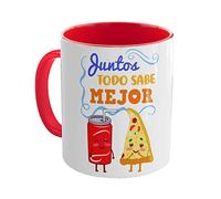 Kembilove Taza Graciosa Pareja - Taza de Desayuno Juntos Todo Sabe Mejor - Regalo Original de Taza de café con Frases graciosas - Regalo Original Novias, Novios, Parejas, Enamorados, San Valentín