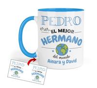 Kembilove Taza Hermano Personalizada | Regalo original con nombre | Detalle Especial Cumpleaños Navidad Día del Hermano | Tazas personalizadas hermanos | Cerámica 350 ml
