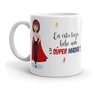 Kembilove Taza la mejor Madre del mundo - Mensaje En esta Taza Bebe una Super Madre - Regalo Mujer original - Regalos originales para Madres - Regalos Personalizados Originales