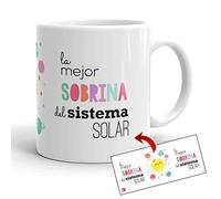 Kembilove Taza la Mejor Sobrina del Mundo - Taza con Mensaje La Mejor Sobrina del Sistema Solar - Regalo Hermana Original - Regalos Originales para cuñados - Tazas Originales