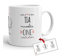 Kembilove Taza la Mejor Tía del Mundo - Taza con Mensaje Tía Number One - Regalo Hermana Original - Regalos Originales para cuñados - Tazas Originales Familiares