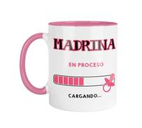 Kembilove Taza Madrina en Proceso | Regalo Original para Futuras Madrinas | Sorpresa Embarazo | Diseño Rosa con Carga Bebé | Idea Emotiva para Revelar Noticia a Padrinos