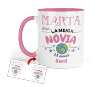 Kembilove Taza Novia Personalizada | Regalo original con nombre | Detalle Romántico San Valentín Cumpleaños Aniversario | Tazas personalizadas novias | Cerámica 350 ml