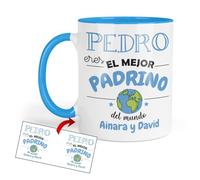 Kembilove Taza Padrino Personalizada | Regalo Original con Nombre para Bautizo, Confirmación o Familia | Detalle Emotivo Cumpleaños y Navidad | Tazas Personalizadas Cerámica Padrinos