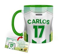 Kembilove Taza Personalizada Fútbol | Tazas de Desayuno Fútbol | Regalo Original Betis | Fútbol para Niños | Día del Padre | Tazas personalizadas