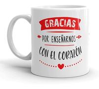 Kembilove® Taza personalizada para profesor o profesora | Gracias por enseñarnos con el corazón | Regalo original fin de curso maestro maestra | Taza cerámica personalizada 350ml