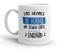 Kembilove® Taza personalizada para profesores | Los héroes de verdad no tienen capa enseñan | Regalo original maestro maestra fin de curso | Taza cerámica 350ml personalizada