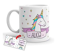 Kembilove Taza Personalizada Unicornios - Tazas Desayuno Unicornios para niñas con Frases Divertidas y Motivadoras - Regalo Original Personalizado de Unicornio Fantasía Taza Cerámica