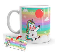 Kembilove Taza Personalizada Unicornios - Tazas Desayuno Unicornios para niñas con Frases Divertidas y Motivadoras - Regalo Original Personalizado de Unicornio Globo Taza Cerámica