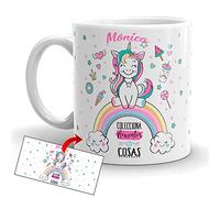 Kembilove Taza Personalizada Unicornios - Tazas Desayuno Unicornios para niñas con Frases Divertidas y Motivadoras - Regalo Original Personalizado de Unicornio Arcoíris Taza Cerámica