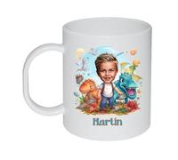 Kembilove Taza plástico infantil personalizada Caricatura - Taza niña plástico - Vasos plástico niños personalizados - Taza plástico - Taza infantil (Dinosaurio)