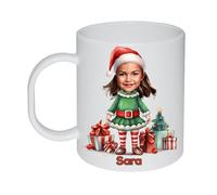 Kembilove Taza plástico infantil personalizada Caricatura - Taza niña plástico - Vasos plástico niños personalizados - Taza plástico - Taza infantil (Navidad niña)