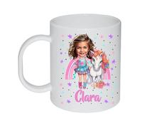 Kembilove Taza plástico infantil personalizada Caricatura - Taza niña plástico - Vasos plástico niños personalizados - Taza plástico Unicornio - Taza infantiil Caricatura