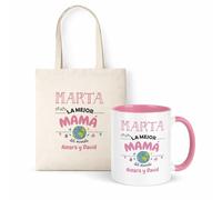 Kembilove® Taza regalo mama personalizada con nombre | Pack taza y bolsa “Eres la mejor mamá del mundo” | Detalle original cumpleaños, día de la madre y ocasiones especiales