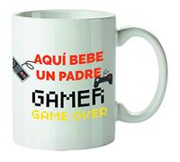 Kembilove Taza Super Papa - Taza con Mensaje Game Over - Taza para el Dia del Padre - Mi Papa es el Mejor Padre del Mundo - Taza Padre Abuelo