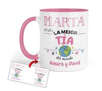Kembilove Taza Tía Personalizada | Regalo para Tia original | Detalle Personalizable Cumpleaños Navidad Amigo Invisible Familia | Tazas personalizadas tias | Cerámica 350 ml