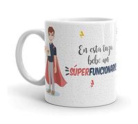 Kembilove Tazas de Café de Funcionario Superhéroe - En Esta Taza Bebe un Súper Funcionario - Tazas de Desayuno para la Oficina - Taza de Café y Té para Trabajadores - Tazas de 350 ml
