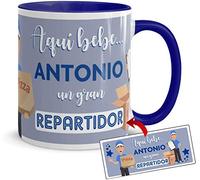 Kembilove Tazas de Café Personalizadas de Profesiones - Taza de Desayuno Aquí Bebe un Gran Repartidor con Nombre Personalizado - Tazas de Desayuno para Profesionales - Tazas de 350 ml