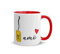 Kembilove Tazas de Desayuno para Parejas - Taza de Café Rojas con Mensaje Te Amo - Regalos Originales para Regalar en San Valentín, Cumpleaños - Tazas de 350 ml