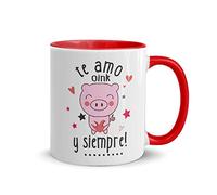 Kembilove Tazas de Desayuno para Parejas - Taza de Café Rojas con Mensaje Te Amo y siempre! - Regalos Originales para Regalar en San Valentín, Cumpleaños - Tazas de 350 ml
