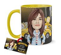 Kembilove Tazas Desayuno con Caricaturas Personalizadas y Nombre - Tazas de café Personalizadas Aquí bebe la Mejor Taxista del Mundo - Regalos originales Profesiones