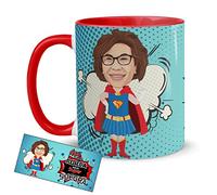 Kembilove Tazas Desayuno con Caricaturas Personalizadas y Nombre - Tazas de café Personalizadas Aquí bebe una Super Suegra - Regalos originales Familia