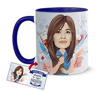 Kembilove Tazas Desayuno con Caricaturas Personalizadas y Nombre - Tazas de café Personalizadas Aquí Bebe la Mejor Médica del Mundo - Regalos Originales Profesiones