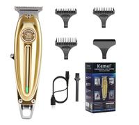 Kemei 1949 Cortadora de Pelo Profesional Para Hombre, Cortadora de Barba Para Hombre, Cortadora Eléctrica de Grado de Peluquería, Solución de Aseo Inalámbrica Todo en uno, Dorado