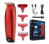 KEMEI Cortadora de pelo de precisión para hombre de corte de pelo de cabeza calva, profesional peluquero sin cable, máquina de corte de pelo recargable