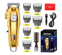 KEMEI Cortadora de pelo para hombre, cortadora de pelo, kit de corte de pelo profesional para barba, pantalla LED recargable y kit de aseo recargable con cable KM-1986PRO