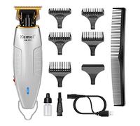 Kemei Cortadora de pelo profesional de 0 mm Calvo, cortadora de pelo para hombres, kit de aseo con detalle de barba inalámbrico