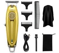 KEMEI Cortapelos profesionales para hombres, recortadora eléctrica sin huecos, recortadora de barba/pelo recargable, T-máquina de corte de pelo con hoja (KM-1949-Gold)