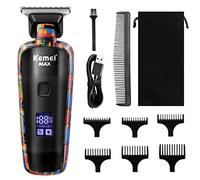 KEMEI KM-MAX5090 - Cortadora de pelo profesional para hombres, inalámbrica, pantalla LCD, cortadora de graffiti, recortadora eléctrica, kit de máquina de corte de pelo, recortadora de barba