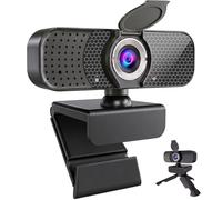 Kemeiv 1080P USB Webcam with Dual Mics & Privacy Cover, Autofocus Plug-and-Play Computer Camera, Wide-Angle, Low-Light, Adjustable Clip & 1/4" Tripod; for Zoom/Teams/Google Meet/OBS on Windows/Mac