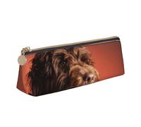 KemEng Adorable Perro cacatúa, Estuche para lápices con Forma de triángulo, Estuche portátil de Cuero con Cremallera, Estuche para cosméticos
