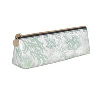 KemEng Alga Verde mar Azul, Estuche para lápices con Forma de triángulo, Estuche portátil de Cuero con Cremallera, Estuche para cosméticos