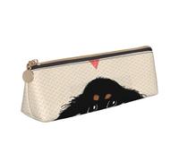 KemEng Amor de Cachorro de Perro Salchicha, Estuche para lápices con Forma de triángulo, Estuche portátil de Cuero con Cremallera, Estuche para cosméticos