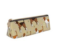 KemEng Animal Mascota Beagle Inteligente Lindo de Dibujos Animados, Estuche para lápices con Forma de triángulo, Estuche portátil de Cuero con Cremallera, Estuche para cosméticos