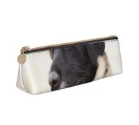 KemEng Animales Perro Labrador, Estuche para lápices con Forma de triángulo, Estuche portátil de Cuero con Cremallera, Estuche para cosméticos