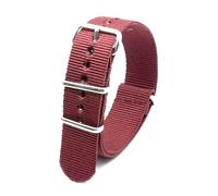KemEng Banda de reloj de nylon 18-24mm Correa de reemplazo de correa con hebilla, Rojo oscuro, 22mm