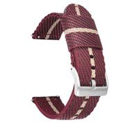 KemEng Banda de reloj de nylon 18-24mm Pulsera de reemplazo de liberación rápida, Plata roja de color caqui, 24mm