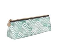KemEng Básculas Aqua Mint Blanco Geometría Mármol, Estuche para lápices con Forma de triángulo, Estuche portátil de Cuero con Cremallera, Estuche para cosméticos