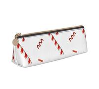 KemEng bastón de Caramelo, Estuche para lápices con Forma de triángulo, Estuche portátil de Cuero con Cremallera, Estuche para cosméticos